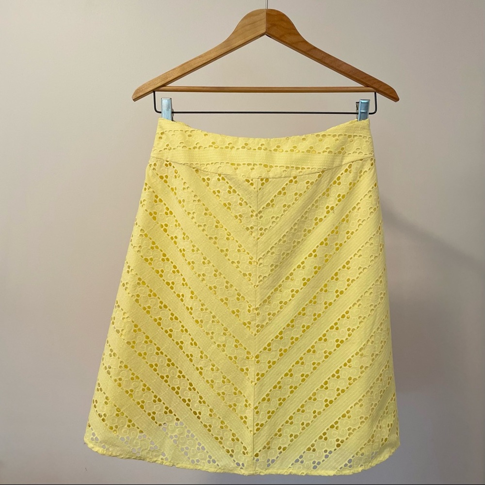 Ann Taylor Eyelet Skirt in Yellow - Picture 2 of 5
